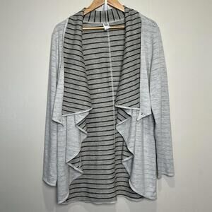 Te Verde‎ Women’s Cardigan Wrap Sweater L Gray Open Front Casual Knit Soft